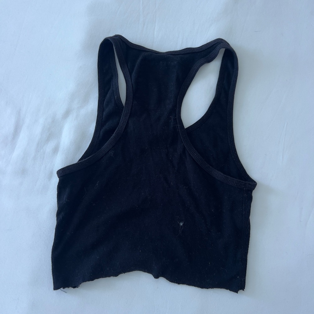 Zenana Outfitters Womens Black Ribbed Racerback Crop Tank Top Small T-1159 - Picture 3 of 3